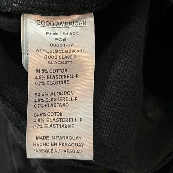 Good American Good Classic High Rise Slim Straight Jeans -  Black271 - Picture 8 of 8